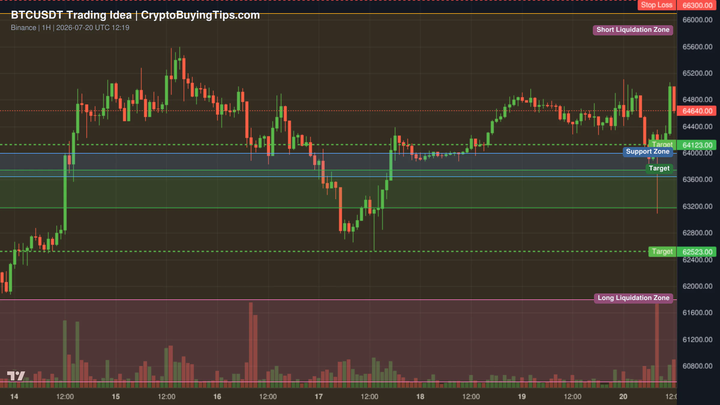 Redrawn BTCUSDT 60 trading idea chart for Bitcoin Battles $65K Resistance — Is Another Correction Next?
