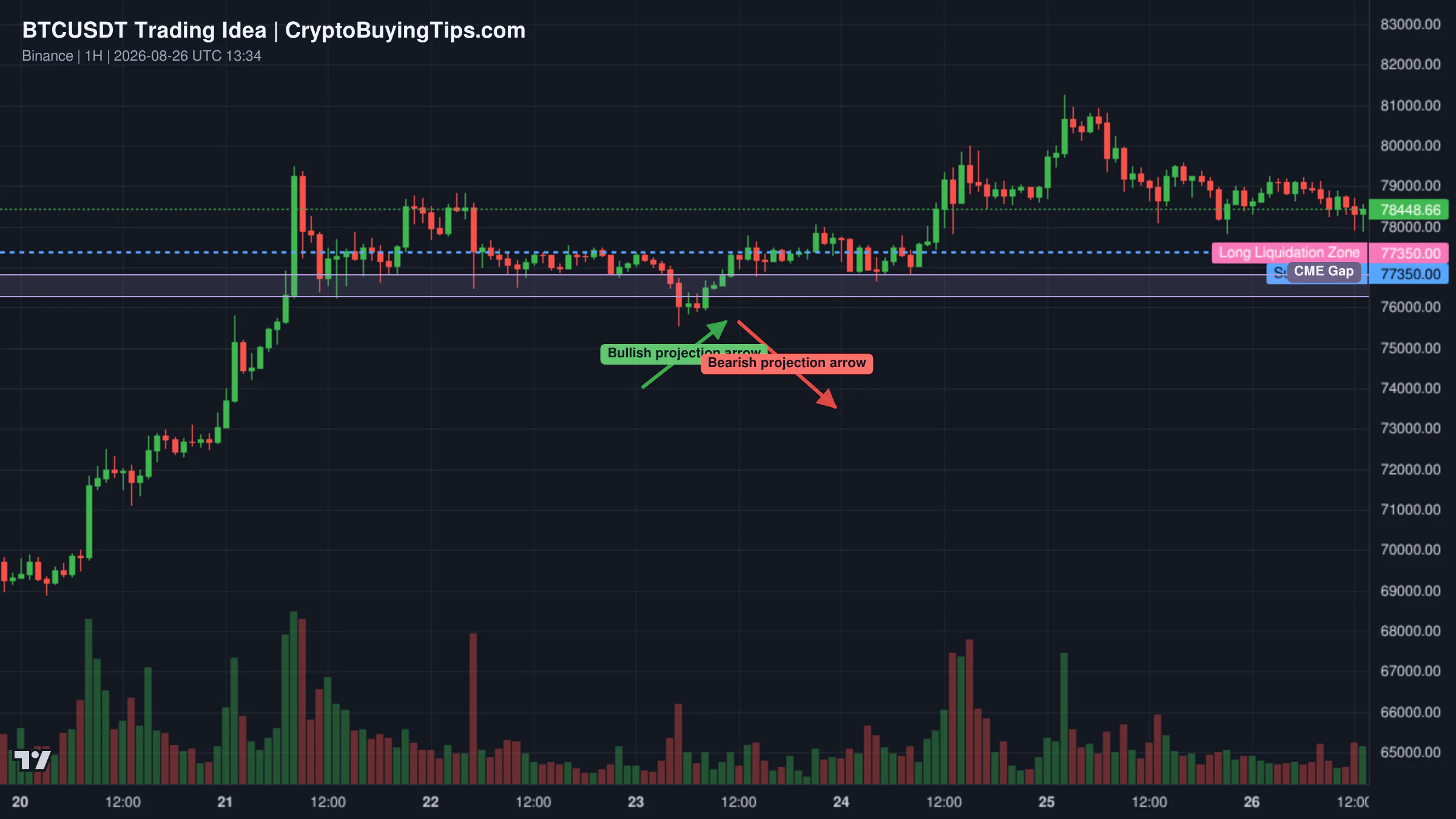 Redrawn BTCUSDT 60 trading idea chart for Bitcoin Rejected Again — Can Bulls Reclaim $80K?